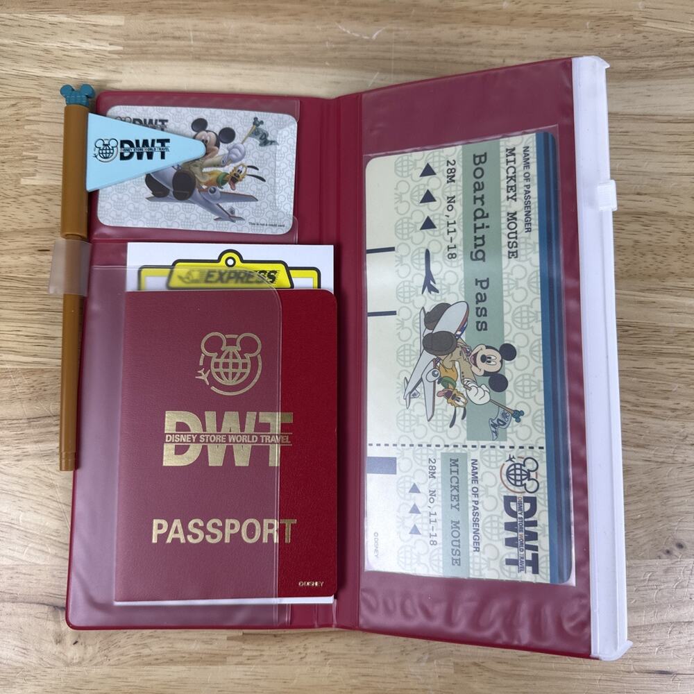 RARE Vintage Disney Store World Travel Passport Stationary Set Mickey Mouse